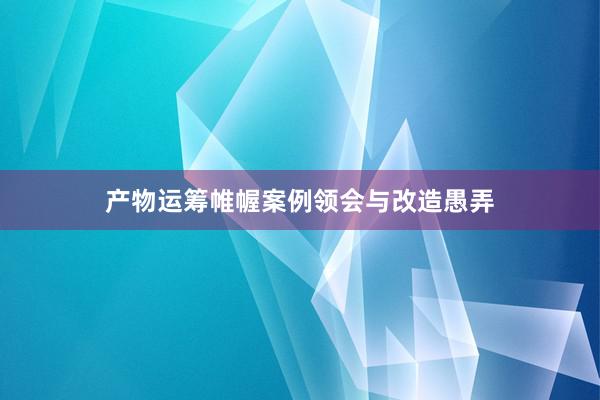 产物运筹帷幄案例领会与改造愚弄